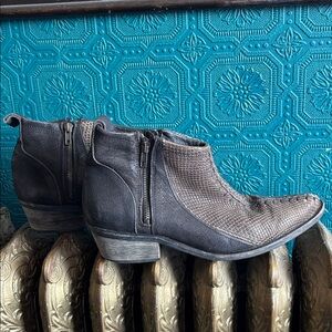 Free People Western, Leather Snakeskin Booties